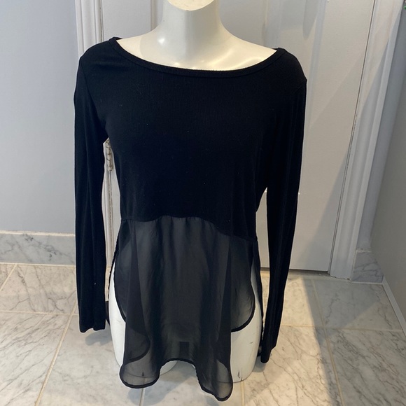 BEBE high low semi half sheer black sweater - Picture 3 of 9